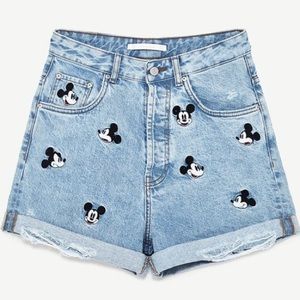 Mickey Mouse High Waisted Denim Shorts